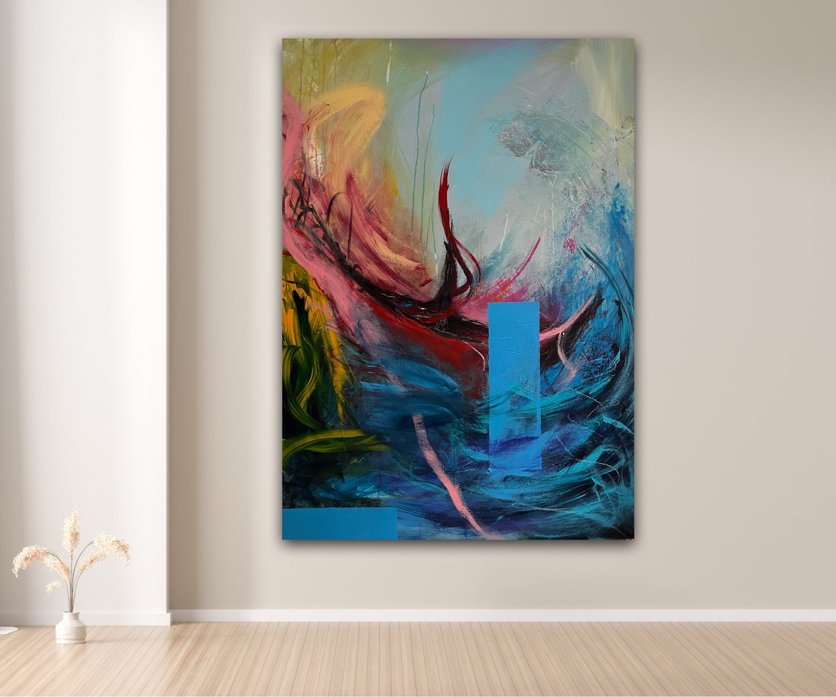 Red Boat on the Sea/ 40 x 57 in